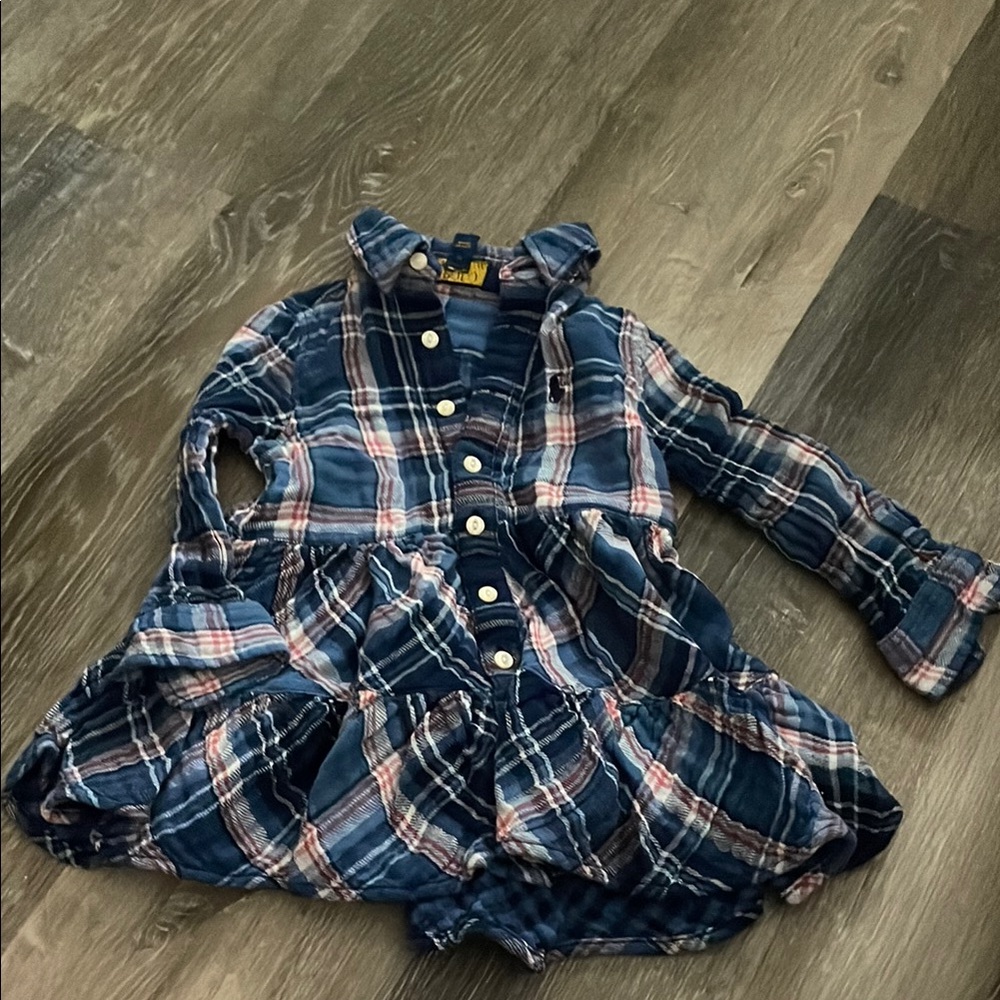 Blue Plaid Button-Up Dress